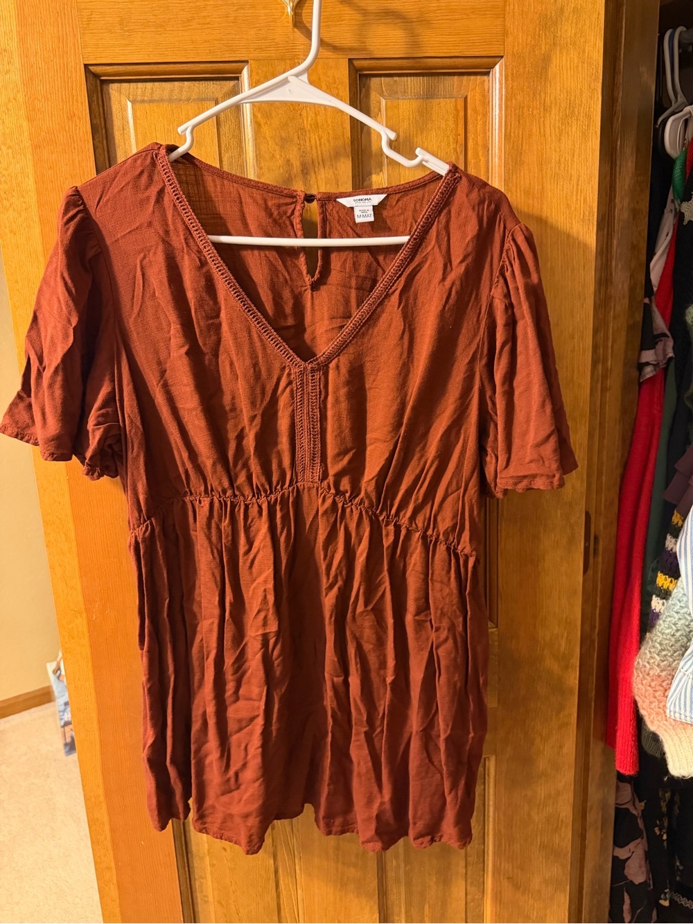Sonoma Rust Brown V-Neck Tunic Top